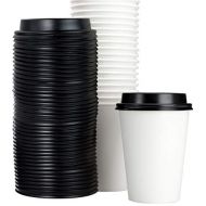 Restaurant Grade 12 Oz Paper Coffee Cups With Recyclable Dome Lids. 100 Pack By Avant Grub. Durable, BPA Free Disposable Cups For Serving Hot Drinks At Kiosks, Shops, Cafes, and Co