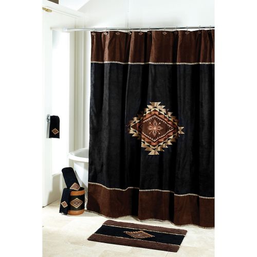  Avanti Mojave 72-Inch x 72-Inch Fabric Shower Curtain in BlackBrown