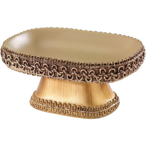  Avanti Linens Braided Medallion Gold and Rattan Resin Soap Dish