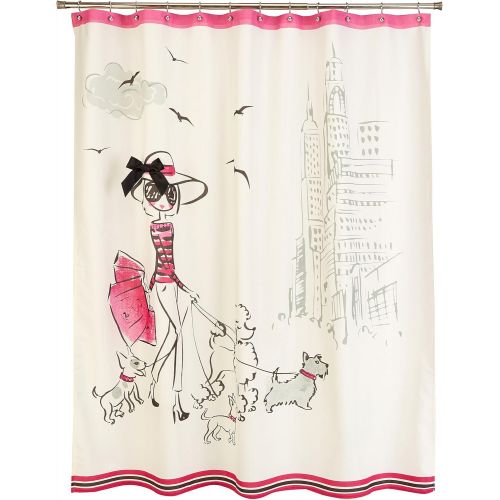  Avanti Linens Chloe72 x 72 Shower CurtainWhite, Pink, and Black