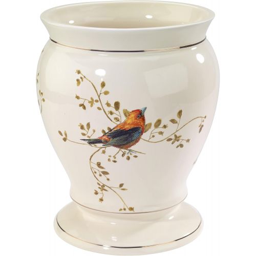  Avanti Linens Gilded Birds Waste Basket, Ivory