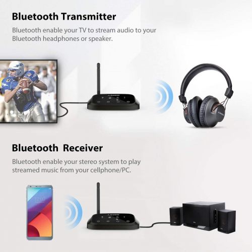  [아마존베스트]Avantree aptX HD Low Latency Long Range Bluetooth Transmitter Receiver for TV, Wireless Audio Adapter for Home Stereo, Optical AUX RCA, Dual Link, Extender, Splitter for Wire & Wir
