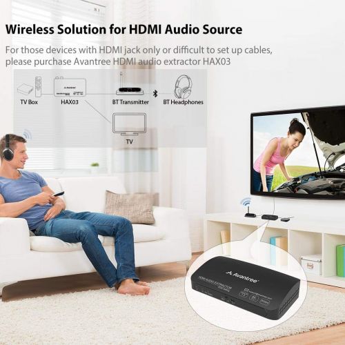  [아마존베스트]Avantree aptX HD Low Latency Long Range Bluetooth Transmitter Receiver for TV, Wireless Audio Adapter for Home Stereo, Optical AUX RCA, Dual Link, Extender, Splitter for Wire & Wir