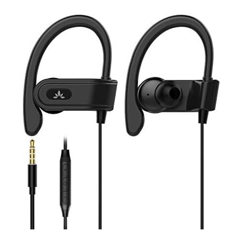  [아마존베스트]Avantree E171 Sports Earbuds Wired with Microphone, Sweatproof Wrap Around Earphones with Over Ear Hook, in Ear Running Headphones for Workout Exercise Gym Compatible with iPhone,