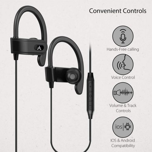  [아마존베스트]Avantree E171 Sports Earbuds Wired with Microphone, Sweatproof Wrap Around Earphones with Over Ear Hook, in Ear Running Headphones for Workout Exercise Gym Compatible with iPhone,