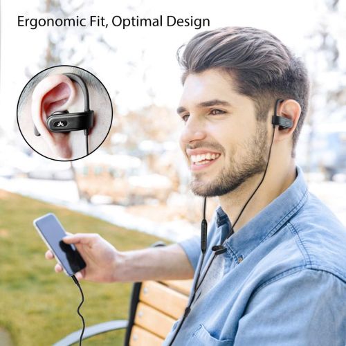  [아마존베스트]Avantree E171 Sports Earbuds Wired with Microphone, Sweatproof Wrap Around Earphones with Over Ear Hook, in Ear Running Headphones for Workout Exercise Gym Compatible with iPhone,