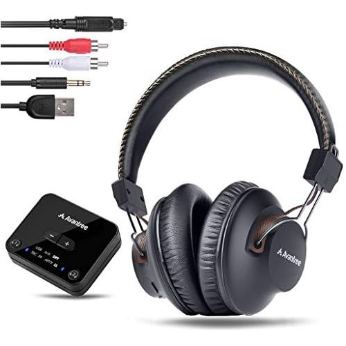  Avantree HT4189 Wireless Headphones for TV Watching with Bluetooth Transmitter (Digital OPTICAL AUX RCA PC USB), Wireless Hearing Headset 40 Hours Battery, Plug n Play, No Audio De