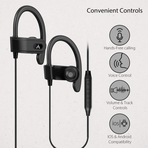  Avantree E171 Sports Earbuds Wired with Microphone, Sweatproof Wrap Around Earphones with Over Ear Hook, in Ear Running Headphones for Workout Exercise Gym Compatible with iPhone,