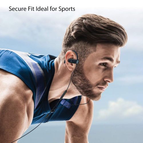  Avantree E171 Sports Earbuds Wired with Microphone, Sweatproof Wrap Around Earphones with Over Ear Hook, in Ear Running Headphones for Workout Exercise Gym Compatible with iPhone,