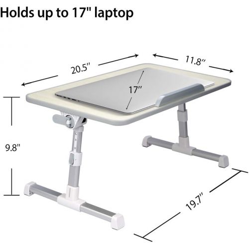  [아마존베스트]Avantree Neetto Height Adjustable Laptop Bed Table, Portable Lap Desk with Foldable Leg, Breakfast Tray for Eating, Notebook Computer Stand for Reading Writing on Bed Couch Sofa Floor - Hon