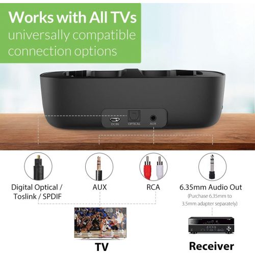  [아마존베스트]Avantree Ensemble Wireless Headphones for TV Watching w/Bluetooth Transmitter & Charging Dock (Digital Optical AUX RCA), Bluetooth 5.0 Headset for Seniors, 35 Hrs Audio Playtime, P