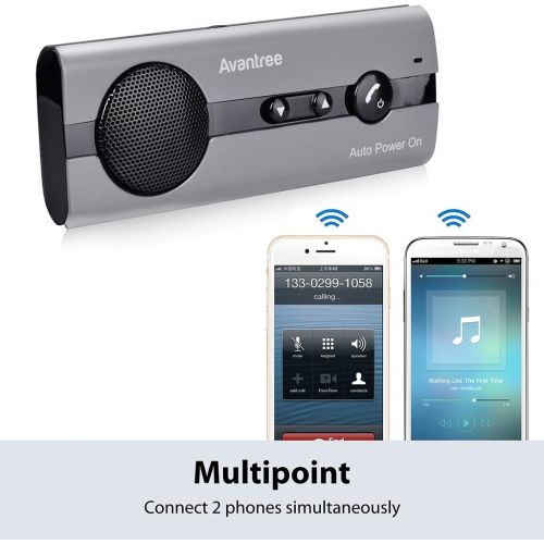  [아마존베스트]Avantree 10BS Hands-Free Bluetooth Visor Car Kit with Auto Power On Motion Sensor, Wireless in-Car Speakerphone Supports GPS, Music, Compatible with iPhone, Samsung, and Smartphone