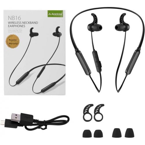  Avantree NB16 Bluetooth Neckband Headphones Earbuds for TV PC, No Delay, 20 Hrs Playtime Wireless Earphones with Mic, Magnetic, Light & Comfortable, Compatible with iPhone Cell Pho