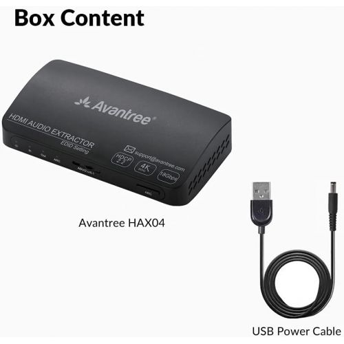  Avantree HAX04 HDR HDMI ARC Audio Extractor with Optical and Analog Audio Output Supporting lossy and Lossless Surround Sound, UHD 4K @ 60Hz, HDMI 2.0, HDCP 2.2, Pass-Through CEC w