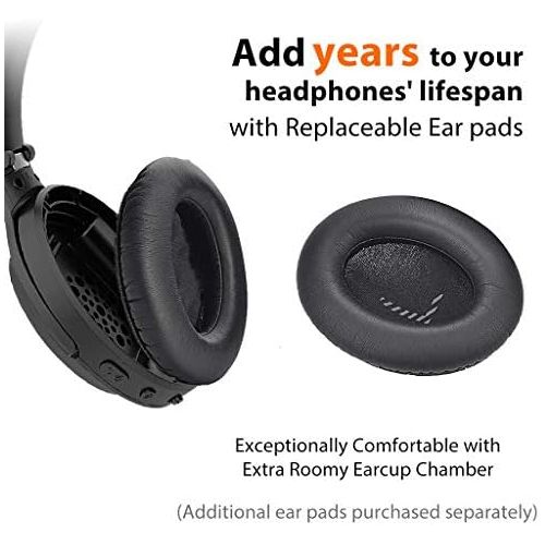  [아마존베스트]Avantree Aria Active Noise Cancelling Bluetooth Headphones with Removable Microphone for PC Computer Phone Calls, Good Sound, Interchangeable Ear Cups, 35H, Wired & Wireless ANC Ov