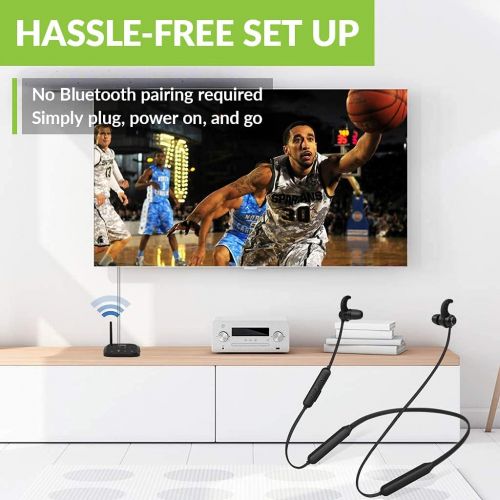  [아마존베스트]Avantree HT5006 Wireless Headphones for TV, TV Neckband Earpiece with Bluetooth Transmitter Pass-Through (Optical, RCA, 3.5 mm) Plug & Play, No Delay, Ideal for Seniors