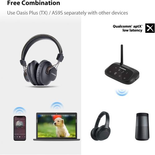  [아마존베스트]Avantree HT5009 40 Hours Battery Wireless Headphones for Watching TV with Bluetooth Transmitter (Optical RCA Aux), TV Bluetooth Headphones Wireless, Ideal for Seniors, Plug & Play,