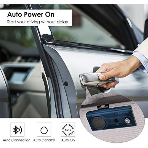  [아마존베스트]-Service-Informationen 2020 Avantree CK11 Car Bluetooth 5.0 Hands-Free Kit Car Kit for Sun Visor, Loud Speaker, Siri Google Assistant Support, Volume Control, Motion Car ON Blue