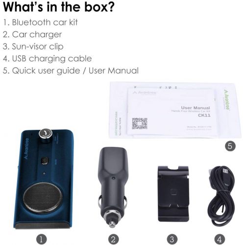  [아마존베스트]-Service-Informationen 2020 Avantree CK11 Car Bluetooth 5.0 Hands-Free Kit Car Kit for Sun Visor, Loud Speaker, Siri Google Assistant Support, Volume Control, Motion Car ON Blue