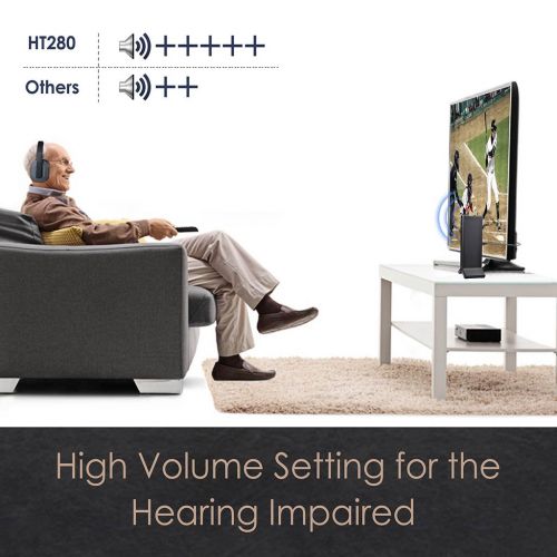  Avantree HT280 2.4G RF Wireless Headphones for TV Watching with Transmitter Charging Dock, Ideal for Seniors & Hearing Impaired, Features High Volume Settings, No Delay & Auto Pair