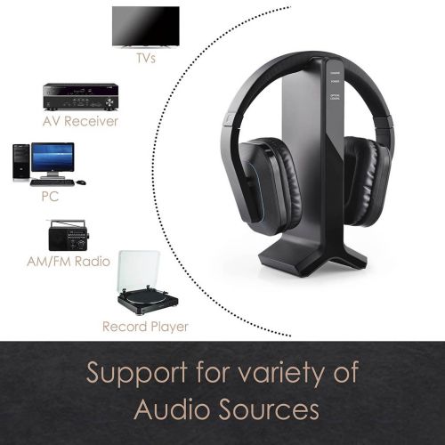  Avantree HT280 2.4G RF Wireless Headphones for TV Watching with Transmitter Charging Dock, Ideal for Seniors & Hearing Impaired, Features High Volume Settings, No Delay & Auto Pair