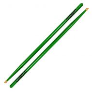 Avedis Zildjian Company Popular 5A Acorn model drumsticks in a selection of new multi-layer neon color finishes. Colors available include neon yellow, green and pink. These super vibrant color finishes al