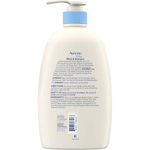  [아마존베스트]Aveeno Baby Gentle Wash & Shampoo with Natural Oat Extract, Tear-Free &, Lightly Scented, 33 fl. oz