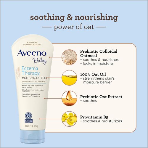  Aveeno Baby Eczema Therapy Moisturizing Cream with Natural Colloidal Oatmeal for Eczema Relief, 7.3 oz