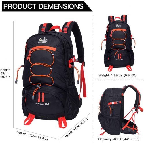  Aveler 40L Unisex Versatile Lightweight Nylon High Performance Hiking Backpack With Integrated Rain Cover