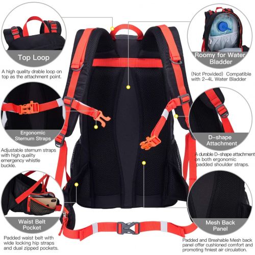  Aveler 40L Unisex Versatile Lightweight Nylon High Performance Hiking Backpack With Integrated Rain Cover