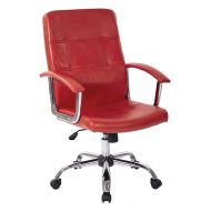 Avenue Six AVE SIX Malta Faux Leather Seat and Back Office Chair with Padded Arms and Chrome Accents, Red