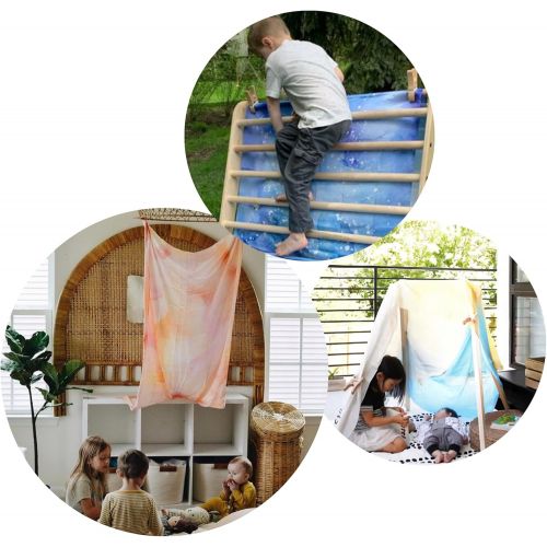  Avery & Ruth (Astronaut) 9x3 Feet Giant Play Silks and Play Clips 100% Real Silk Skin Safe Eco-Friendly Dye 4 Maple Clips Fort Building Kit Waldorf Kids Dress Up and Pretend Play w