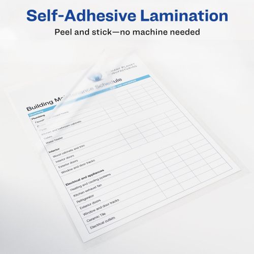  [아마존베스트]Avery Self-Adhesive Laminating Sheets, 9 x 12, Permanent Adhesive, 50 Clear Laminating Sheets (73601)