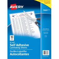 [아마존베스트]Avery Self-Adhesive Laminating Sheets, 9 x 12, Permanent Adhesive, 10 Clear Laminating Sheets (73603)