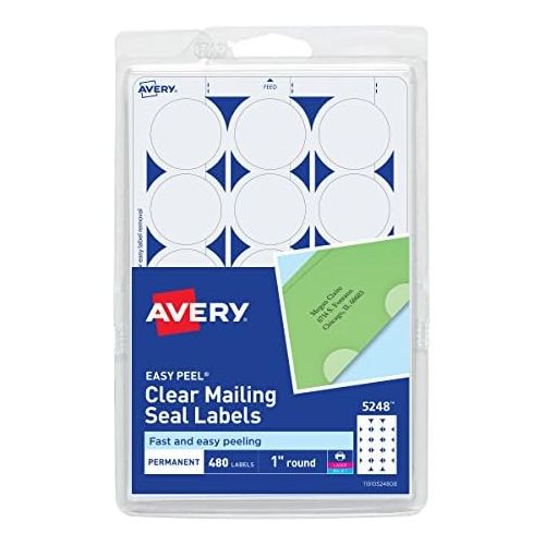  [아마존베스트]Avery Mailing Seals, Clear, Permanent,Non-Perforated, 480 per Pack (5248)