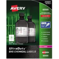 Avery UltraDuty GHS Chemical Labels for Laser Printers, Waterproof, UV Resistant, 2 x 4, 500 Pack (60505), White
