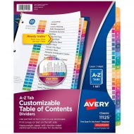Avery Ready Index A-Z Binder Dividers, Customizable Table of Contents, Classic Multicolor Tabs, 1 Set (11125)