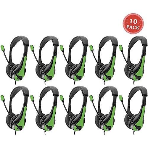  Avid-Genesis Avid AE-36 Green On-Ear Stereo Headphones with Boom Microphone (10-Pack)