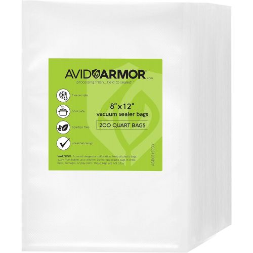  [아마존베스트]Avid Armor 200 Quart Vacuum Sealer Storage Bags Size 8 x 12 Inch for Food Saver, Seal a Meal Vac Sealers BPA Free, Heavy Duty Commercial Grade Freezer & Sous Vide Vaccume Safe Universal Pre-C