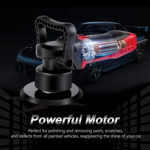  Avid Power Polisher, 6-inch Dual Action Random Orbital Car Buffer Polisher Waxer with Variable Speed, 3 Foam Pads for Car Polishing and Waxing, AEP127