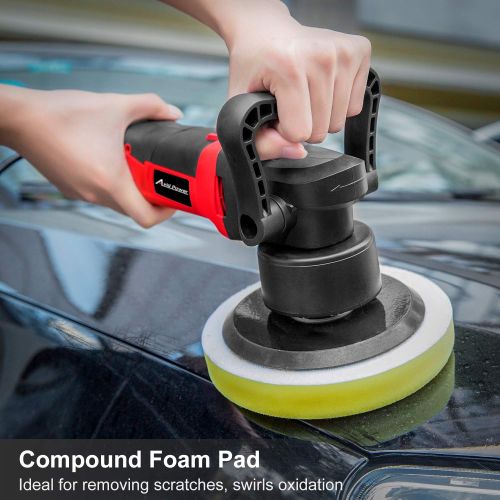  Avid Power Polisher, 6-inch Dual Action Random Orbital Car Buffer Polisher Waxer with Variable Speed, 3 Foam Pads for Car Polishing and Waxing, AEP127