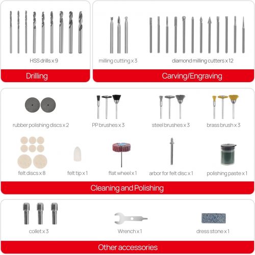  [아마존베스트]Avid Power Rotary Tool Accessories Kit 276 Pieces, 1/8-inch Diameter Shanks Universal Fitment for Easy Cutting, Grinding, Sanding, Sharpening, Carving and Polishing