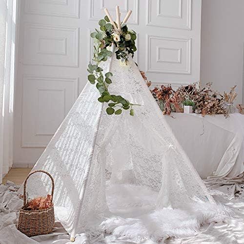  [아마존베스트]Avrsol Kids Teepee Boho Sheer Lace Tipi Canopy Play Tent for Wedding, Party, Photo Prop