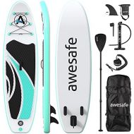 awesafe Inflatable Stand Up Paddle Board 10x32x6 SUP with ISUP Accessories Backpack, Fin, Paddle, Double Action Pump, Leash, Waterproof Bag for Youth & Adult
