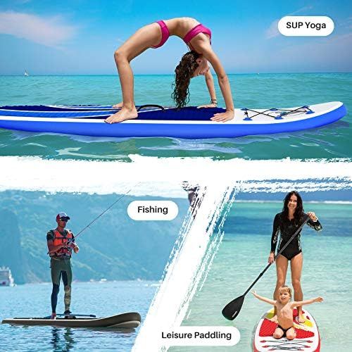  awesafe Inflatable Stand Up Paddle Board 10x32x6 SUP with ISUP Accessories Backpack, Fin, Paddle, Double Action Pump, Leash, Waterproof Bag for Youth & Adult