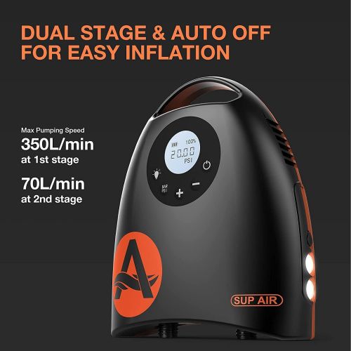 awesafe 20PSI Electric SUP Air Pump for Inflatable Paddle Boards Boat, High Pressure, Intelligent Dual Stage Inflation, Auto-Off, Inflation/Deflation Function, 12V DC Car Connector
