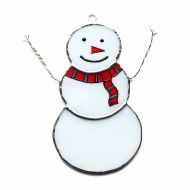 AwesomeSauceDesigns Snowman Stained Glass Suncatcher, Christmas Ornament, Glass Snowman, Cute Snowman, Christmas Decoration, Snowman Decoration