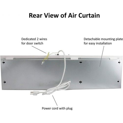  Awoco 36 Super Power 2 Speeds 1200CFM Commercial Indoor Air Curtain, UL Certified, 120V Unheated - Door Switch Included