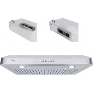 Awoco RH-R06 Rectangle Vent 6 High Stainless Steel Under Cabinet 4 Speeds 900CFM Range Hood with LED Lights (36W Rectangle Vent)