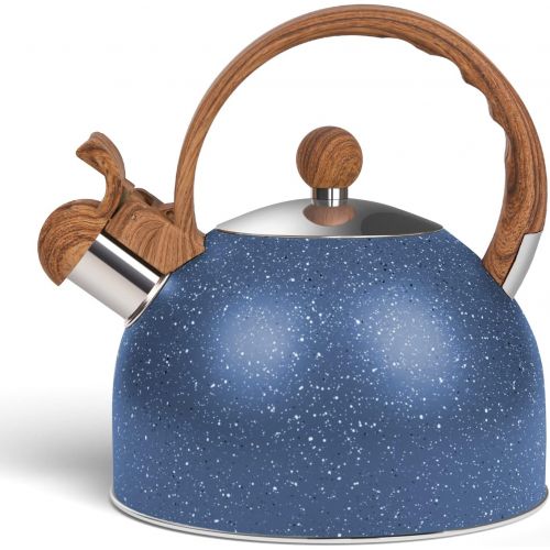  Awvlvwa Tea Kettle for Stovetop, 2.5 Quart Stainless Water Teapot Boilers for Stovetops, Induction Stone Kettle with Loud Whistle - Perfect for Preparing Hot Water Fast for Coffee